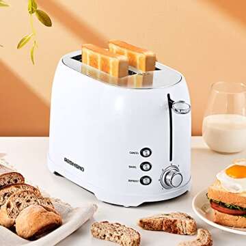 REDMOND Toaster 2 Slice, Stainless Steel Toaster with 1.5”Wide Slots, Retro Toaster 2 slice with C...