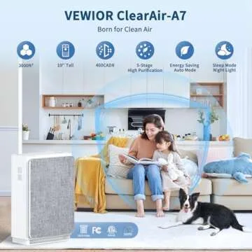 Air Purifiers for Home Large Room Up to 3000 ft², VEWIOR H13 True HEPA Air Purifier with Powerful 5-Stage Filtration, Night Light, Auto Mode, Timer, Upgrade Air Cleaner for Wildfire Pet Smoke Dust