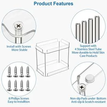 MaxGear 2 Tier Bathroom Counter Organizer, Acrylic Countertop Organizer for Makeup Lotion Perfume Skincare Spice, Vanity Tray Corner Shelf, Clear Standing Racks for Kitchen, Dresser, Bathroom Supplies