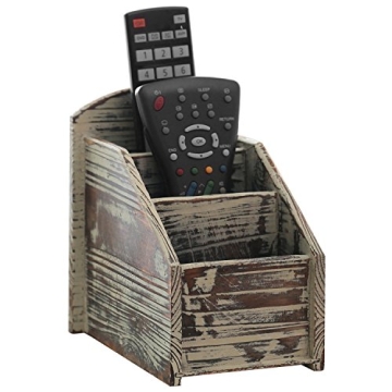 MyGift Rustic Wood Remote Control Holder Organizer for Tables