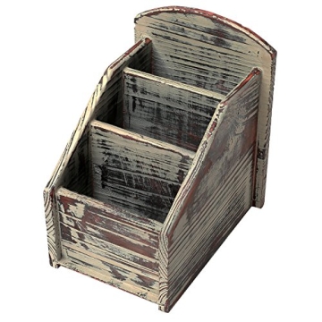 MyGift Rustic Wood Remote Control Holder Organizer for Tables