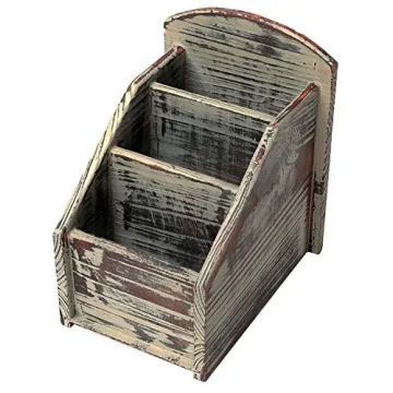 MyGift Rustic Wood Remote Control Holder Organizer for Tables