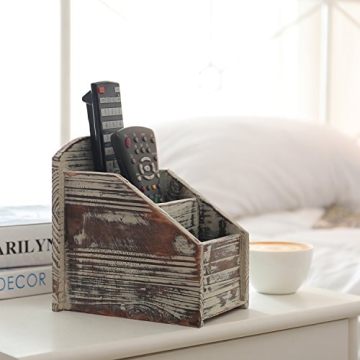 MyGift Rustic Wood Remote Control Holder Organizer for Tables