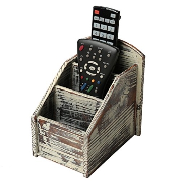 MyGift Rustic Wood Remote Control Holder Organizer for Tables