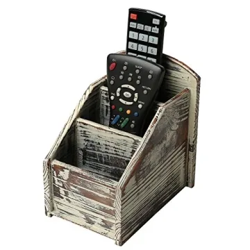 MyGift Rustic Wood Remote Control Holder Organizer for Tables