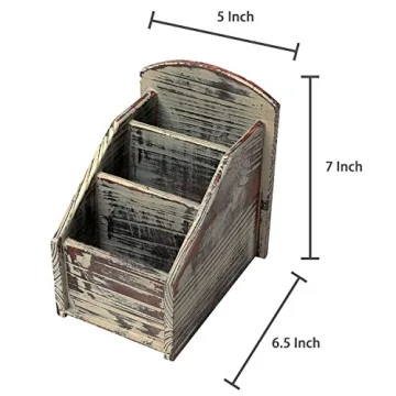 MyGift Rustic Wood Remote Control Holder Organizer for Tables