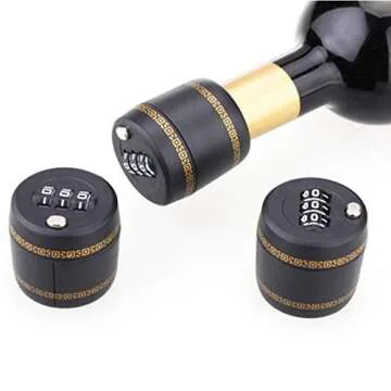 Combination Lock for Wine and Liquor Bottle Stoppers