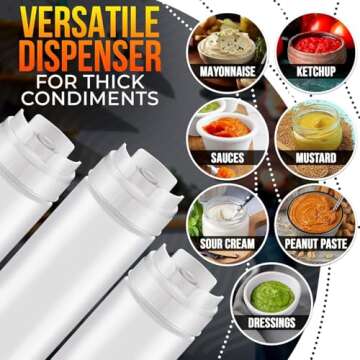 Set of 6 Condiment Squeeze Bottles for Sauces 16 oz – Self-Closing Valve, Leak-Proof, Easy-to-Fill Clear Design | Ready-to-Dispense for Dressings, Condiments, and Sauces | Durable and Convenient
