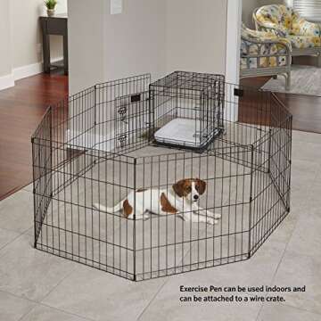 MidWest Homes for Pets Dog Exercise Pen & Playpen, 24"W x 24"H, With Door, Black