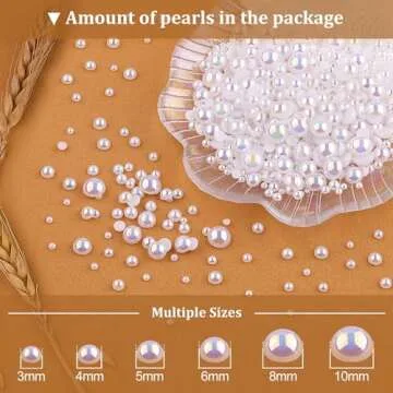 Flat Back White AB Pearls Kit for DIY Nail and Makeup Projects