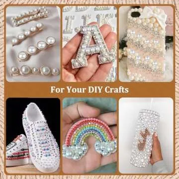 Flat Back White AB Pearls Kit for DIY Nail and Makeup Projects