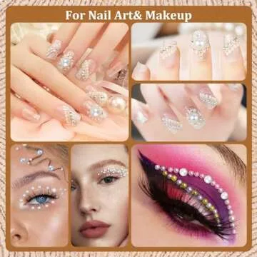 Flat Back White AB Pearls Kit for DIY Nail and Makeup Projects