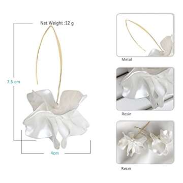 JIUIQL Handmade Bohemian Matt Acrylic Large Flower Dangle Drop Earrings Unique Exaggerated European ...