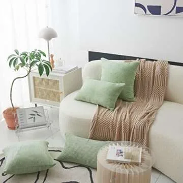 Home Brilliant Sage Green Rectangle Spring Pillow Covers 12x20 Lumbar Pillow Cover Accent Plush Cord...
