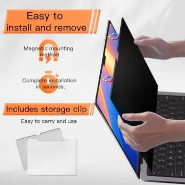 Privacy Screen MacBook Pro 13 Inch(2016-2022, M1, M2) & MacBook Air 13" (2018-2021, M1), Magnetic Anti Glare Blue Light Filter with Camera Cover, Anti Spy Laptop Screen Protector for Mac 13 In