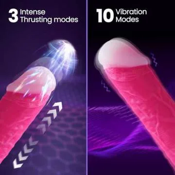 Thrusting Dildo Vibrator Sex Toys for Women Couples - 9.25" Heated Realistic G-Spot Vibrator with 3 Thrusting Speeds & 10 Vibrating Modes,Lifelike Pink Silicone Dildo Adult Toy for Women