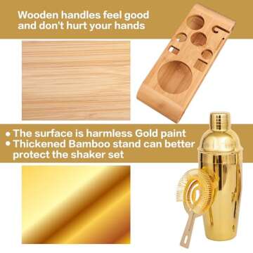 AUOXIOUYM 10-Pc Gold Cocktail Shaker Set for Bartenders