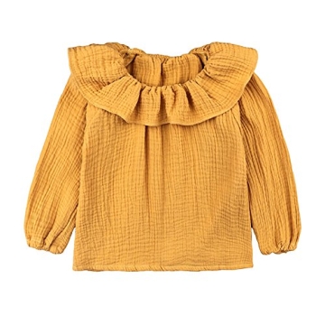 LOOLY Baby Girls Long Sleeve Blouse for Spring Casual Cotton Tops Shirt (Yellow, 4T / 5T)