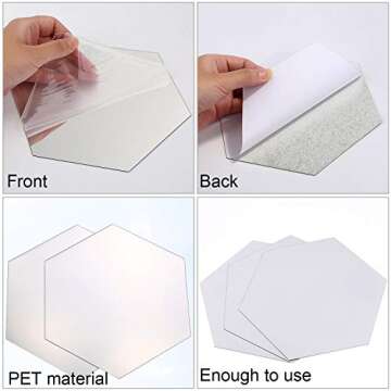 BBTO 15 Pieces Mirror Sheets Flexible Non Glass Mirror Plastic Mirror Self Adhesive Tiles Mirror Wall Stickers (3.5 Inch)