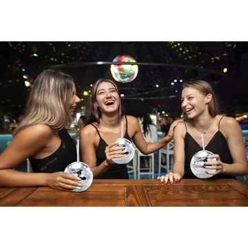 Andaz Press Disco Ball Cups 19oz Tumbler with Straw 4-Pack