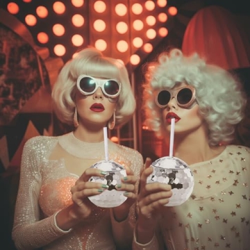 Andaz Press Disco Ball Cups 19oz Tumbler with Straw 4-Pack