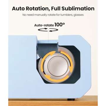 EENOUR Auto Tumbler Heat Press Machine - Seamless Automatic Rotation Full Print Heat Press with Pressure Setting, 4 Memory Modes, Even Heating for 11-32oz Sublimation Tumblers, Mug, Glasses (Blue)