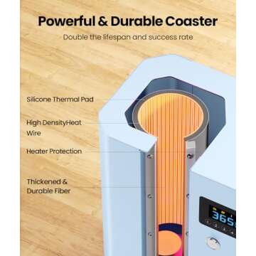 EENOUR Auto Tumbler Heat Press Machine - Seamless Automatic Rotation Full Print Heat Press with Pressure Setting, 4 Memory Modes, Even Heating for 11-32oz Sublimation Tumblers, Mug, Glasses (Blue)