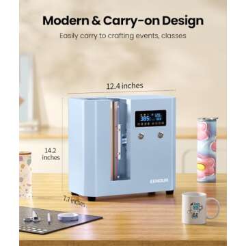 EENOUR Auto Tumbler Heat Press Machine - Seamless Automatic Rotation Full Print Heat Press with Pressure Setting, 4 Memory Modes, Even Heating for 11-32oz Sublimation Tumblers, Mug, Glasses (Blue)