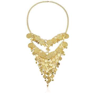 Astage Lady Cosplay Belly Dance Jewelry Coin Veil Halloween Accessories Gold Color