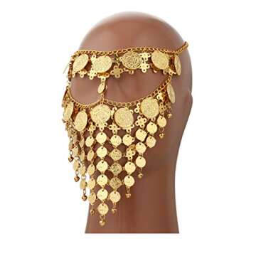 Astage Lady Cosplay Belly Dance Jewelry Coin Veil Halloween Accessories Gold Color