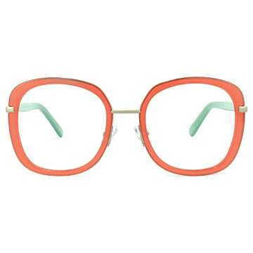 VOOGLAM Oversize Square Blue Light Blocking Glasses for Women Anti UV Eyestrain Eyewear Orange Caroline GWX709297-05