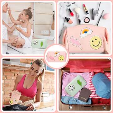 Reginary Preppy Patch Toiletry Bag Set - Cute & Stylish