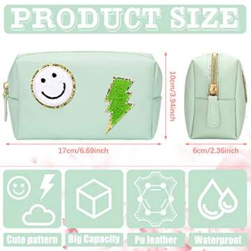 Reginary Preppy Patch Toiletry Bag Set - Cute & Stylish