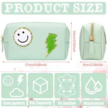 Reginary Preppy Patch Toiletry Bag Set - Cute & Stylish