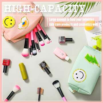 Reginary Preppy Patch Toiletry Bag Set - Cute & Stylish