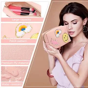 Reginary Preppy Patch Toiletry Bag Set - Cute & Stylish