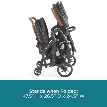Contours Curve V2 Convertible Tandem Double Baby Stroller & Toddler Stroller - Twin Stroller, 360 Turns, Removable and Reversible Seats, Infant Car Seat Compatibility - Black Herringbone