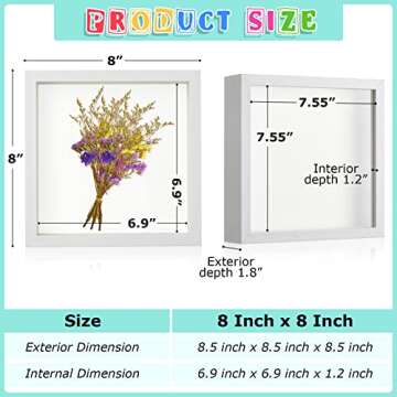 Tuanse 6 Pieces Shadow Box Picture Frame Square Shadow Boxes Display Cases for Sports Memorabilia We...