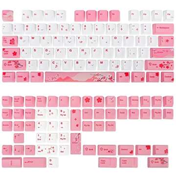 104 PBT Pink keycap Set ，Dye Sublimation OEM pink Custom keycaps for Gateron Kailh Cherry MX 61/87...