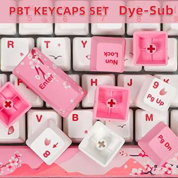 104 PBT Pink keycap Set ，Dye Sublimation OEM pink Custom keycaps for Gateron Kailh Cherry MX 61/87/104 Gaming Mechanical Keyboard