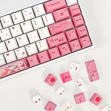 104 PBT Pink keycap Set ，Dye Sublimation OEM pink Custom keycaps for Gateron Kailh Cherry MX 61/87/104 Gaming Mechanical Keyboard