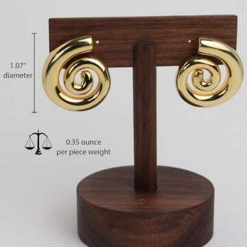 Jeanbeau Chunky Gold Spiral Swirl Shell Stud Earrings for Women, Trendy Statement Ocean Conch Seashell Beach Lightweight Summer Earing Prom Fashion Jewelry Gift