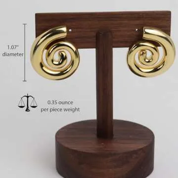 Jeanbeau Chunky Gold Spiral Swirl Shell Stud Earrings for Women, Trendy Statement Ocean Conch Seashell Beach Lightweight Summer Earing Prom Fashion Jewelry Gift