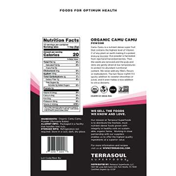 Terrasoul Superfoods Organic Camu Camu Powder, 17.5 Oz (5 Pack) - Raw | Natural Vitamin C | Immune S...