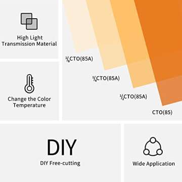 Meking 16x20 inches Orange Lighting Gels - CTO Color Correction Filters