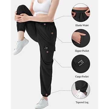 SANGTREE Girl's Cargo Jogger Pants,Lightweight Quick Dry Water Resistant Outdoor Lounge Hiking Jogge...