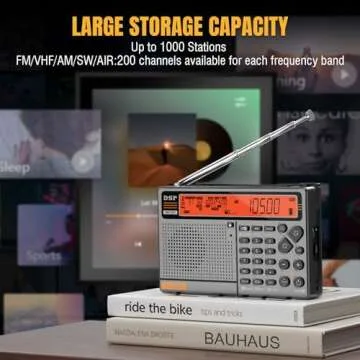 Raddy RF757 APP Control Shortwave Radio, Portable Radio with AM/FM/SW/VHF/UHF/CB/AIR/NOAA Reception, 2500mAh Rechargeable Battery, 1000 Presets, Headset, Wired Antenna, SOS Alert for Emergency