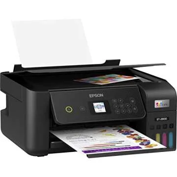 Epson EcoTank ET-2800 Wireless Color All-in-One Inkjet Printer, Print & Copy & Scan, 1200x2400 dpi, 1.44" Color LCD Display, Cartridge-Free, Photo Printing, Bundle with Printer Cable