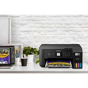 Epson EcoTank ET-2800 Wireless Color All-in-One Inkjet Printer, Print & Copy & Scan, 1200x2400 dpi, 1.44" Color LCD Display, Cartridge-Free, Photo Printing, Bundle with Printer Cable