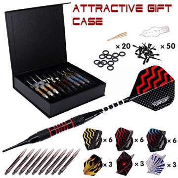Turnart Darts Set | Professional Soft Tip Darts for All Skill Levels - 9 Pcs, 18 Grams with Accessor...